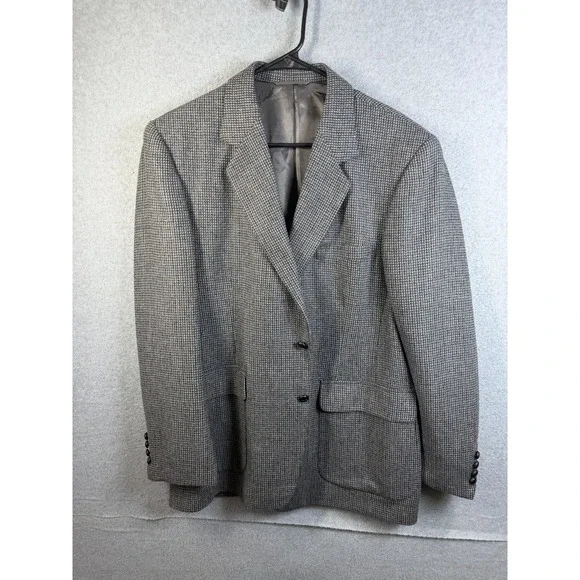 Joe Namath Blazer‎ Mens 44R Gray Check Tweed Sport Coat Jacket Classic Signature