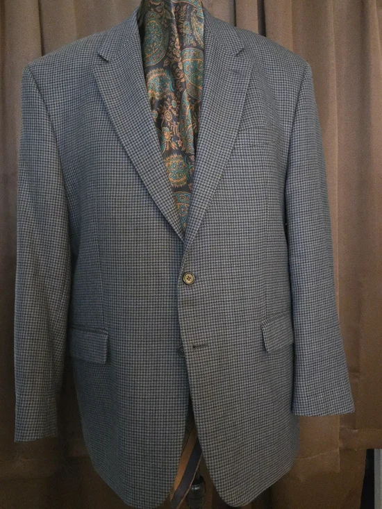 Ralph Lauren Blue Wool Houndstooth Sport Coat