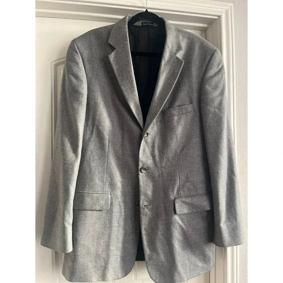 Bachrach Blazer‎ Mens 41L Charcoal Gray Button Jacket Sport Coat Silk Wool