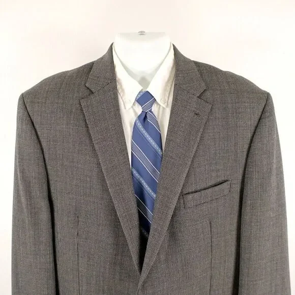 Lauren Ralph Lauren Thick Wool Wool Black Gray Tan Check 2 Button Sport Coat 46L