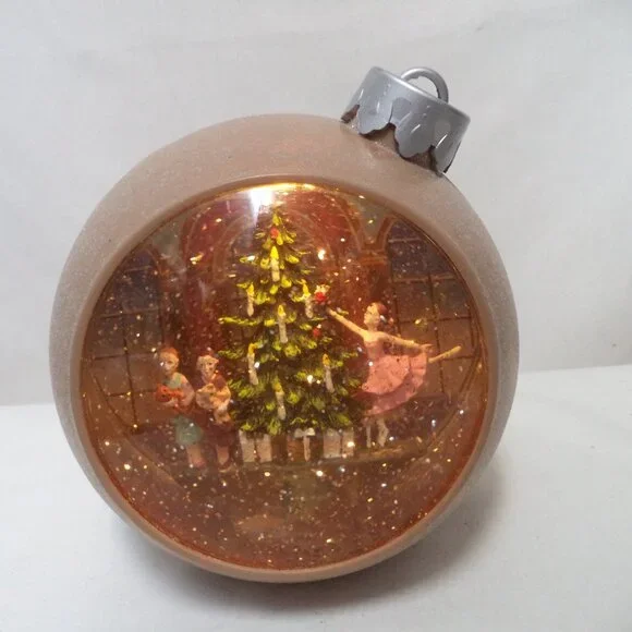 Vintage Christmas Nutcracker ornament Snow Globe lights up plastic 7 x 7 Holiday