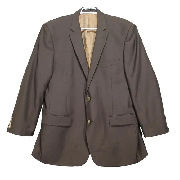Tiglio Luxe‎ Sport Coat 48 Lana Merinos Extra Fine Super 150s Wool Brown Blazer