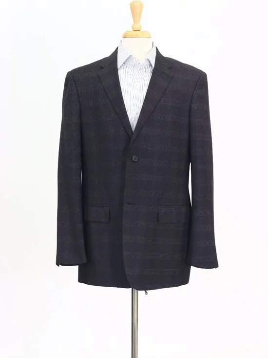 Perry Ellis 44R Gray Blazer Sport Coat Jacket 2-Button Check W876