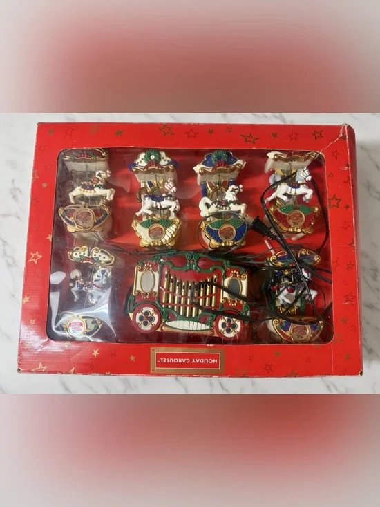 1992 Mr Christmas Holiday Carousel 6 Horses Calliope Organ 21 Songs Works VTG