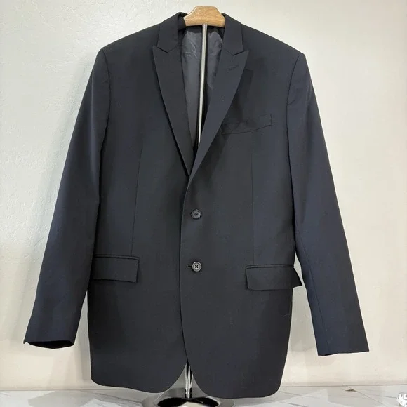Egara men's 44R slim fit blazer black  sport coat‎ wool suiting 2-button