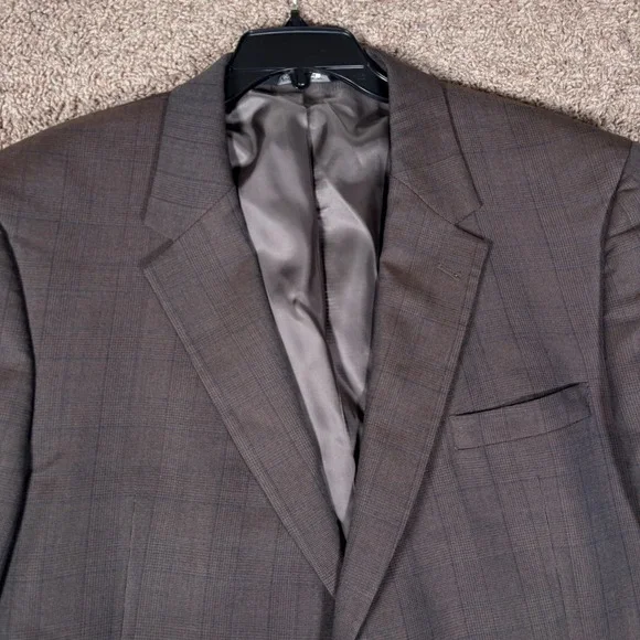 Jos A Bank Signature Collection Brown Glen Plaid‎ Silk Blend Blazer Mens 48R