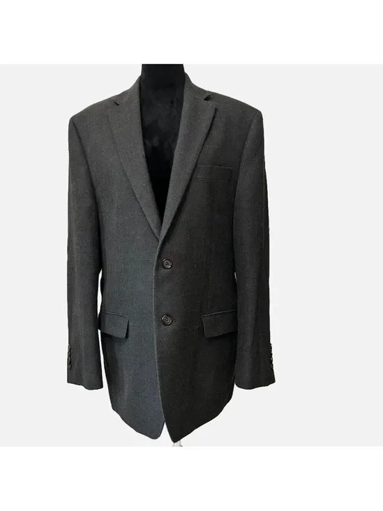 Lauren Ralph Lauren Mens 40L Gray Wool Sports Coat Blazer Jacket Classic