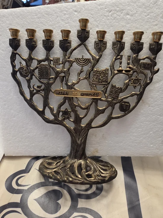 Happy Hanukkah Bronze-Accent Menorah