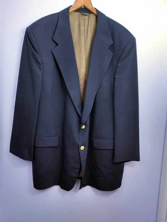 BILL BLASS Men's 54R 100% Wool Sport Jacket Blazer 2 Button Union Made USA FLAWS