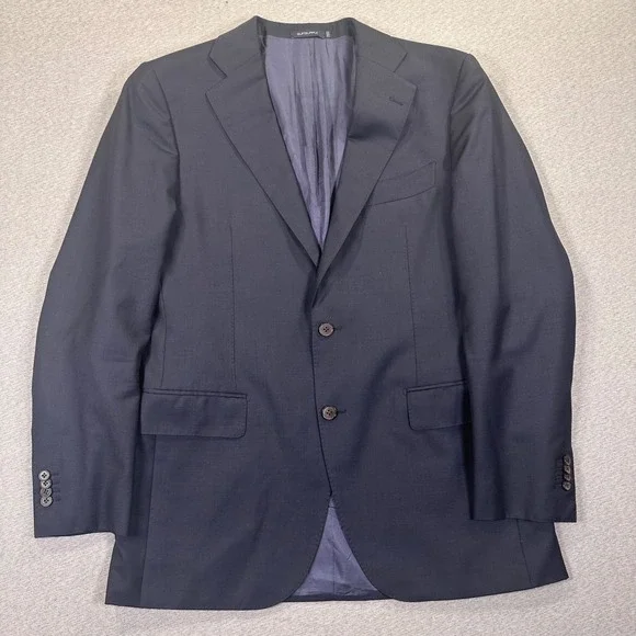 Suitsupply Vitale Barberis Canonico Blazer Sport Coat 44L Slim‎ Navy Blue Wool