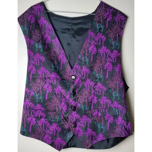 Vintage Imported Silk Blend Made In‎ USA Camel Lightweight Button Vest XL