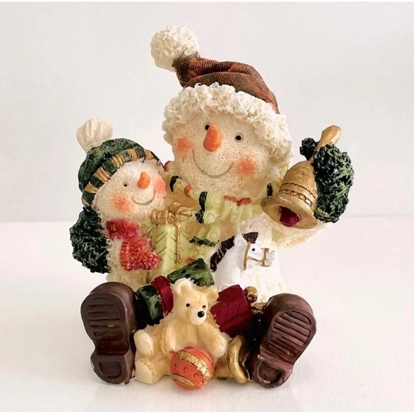 Vintage Ceramic Snowman Figurine Christmas Ornament Holiday Decor 5”