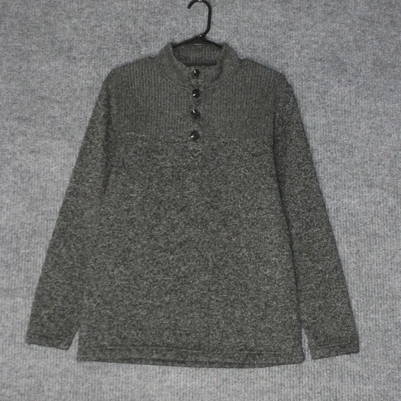 Telluride Clothing Company Mock Neck Pullover Mens L Gray Button Fleece‎ Sweater