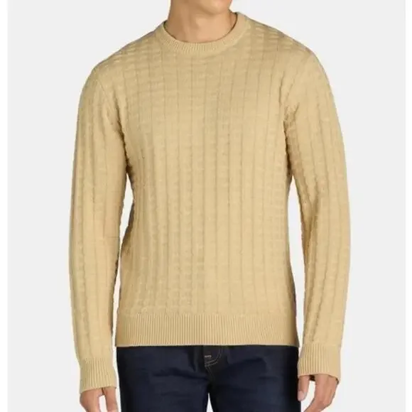 Tribekka 44 Men's Oatmeal/TanTextured Crewneck Sweater, Sizes XXL