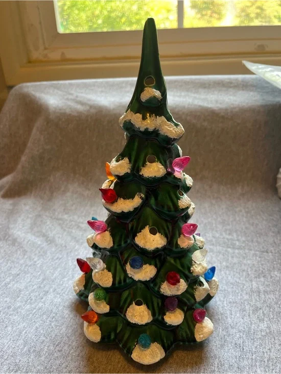 Ceramic Christmas tree  Vintage 10” inches High - NO BASE MISSING SOME BULBS