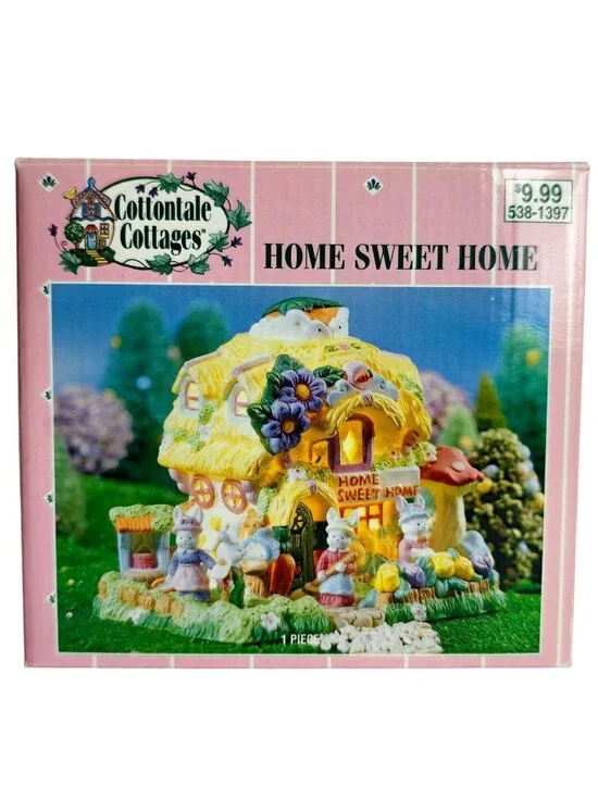 Cottontale Cottages Home Sweet Home Hand Painted Porcelain 1998 Light-Up Easter