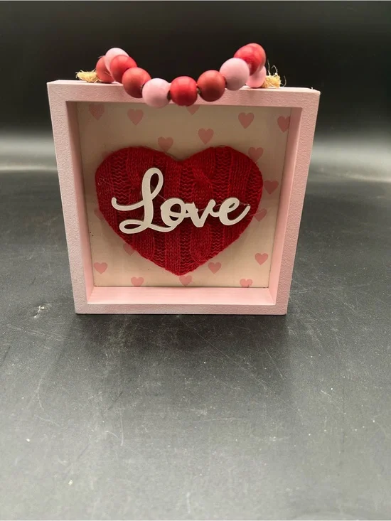 Love Wooden Sign - Red and White, valentine