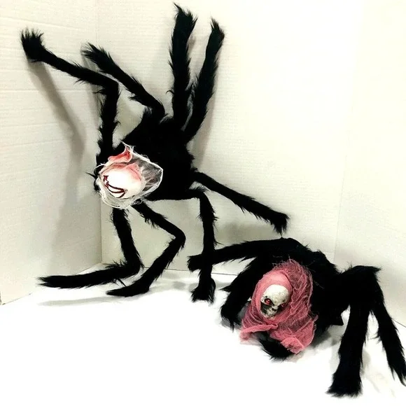 Halloween Gory Hairy Spiders Skulls Day Of The Dead Bendable NWOT Scary