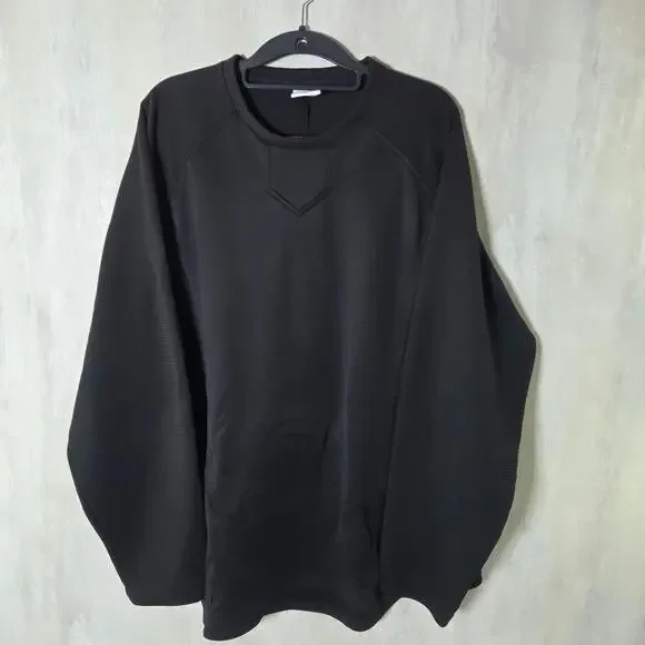 Majestic Sweatshirt Mens 2XL Black Therma Base Thermal Knit Pullover Crew Neck