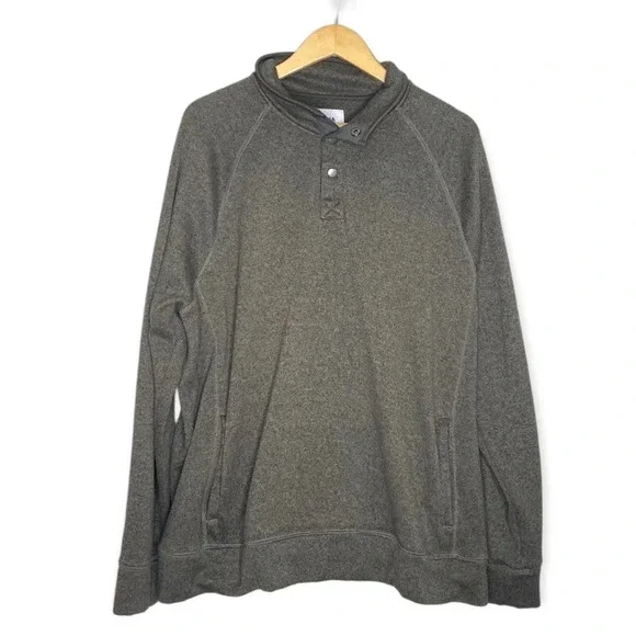 Sonoma Army Green Mock Neck Button Pullover Fleece Sweater Men's Size XXL
