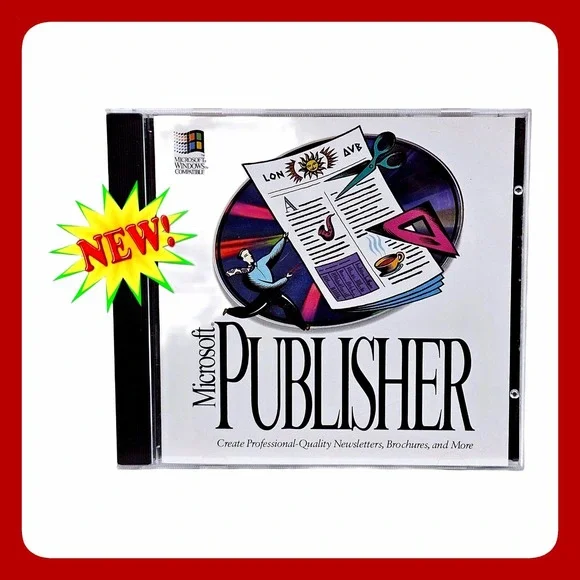 Microsoft Publisher 164-052-001 Windows PC CD-ROM Vintage 1993 Software EUC‎