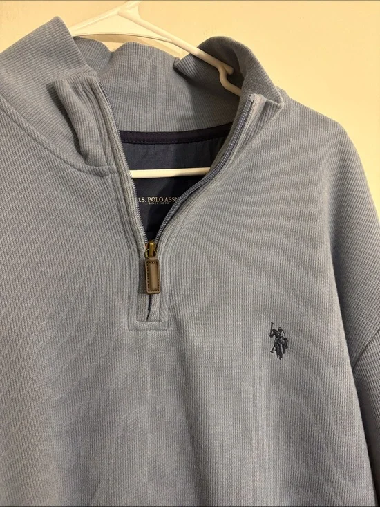 U.S. Polo Assn. Light Blue Half-Zip Pullover Sweater