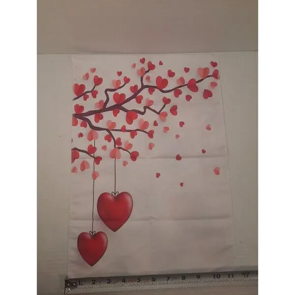 NEW Home & Garden 1pc‎ Double Sided Valentines White W/Hearts Garden Flag 12x17