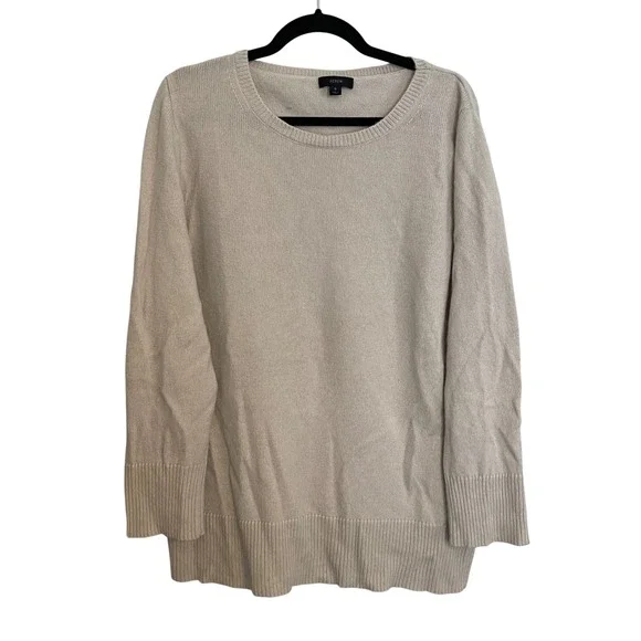 J.Crew Wool Cashmere Blend Crewneck Sweater Beige Mens Small Mens S