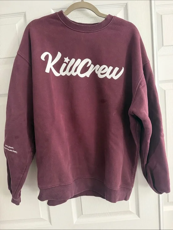 Kill Crew Maroon Crewneck Sweatshirt with White Logo