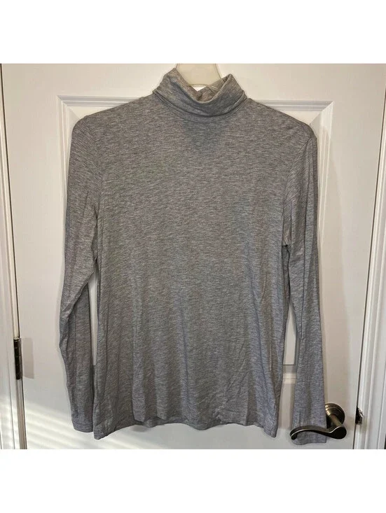 H&M Men’s Gray Cotton Turtleneck Cotton Long Sleeve Top Size M