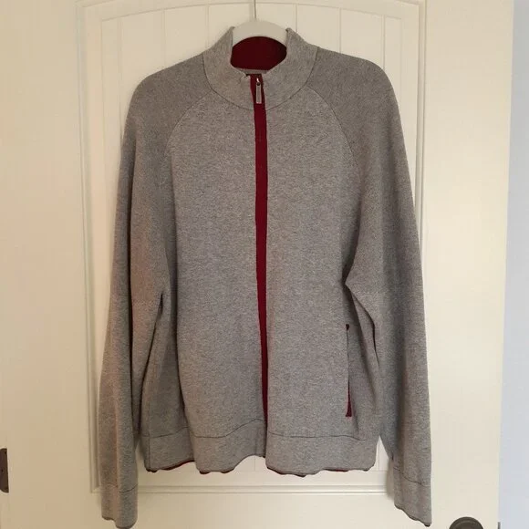Overland Louis Wool-Blend Zip Up Sweater with Pockets Gray Size XL