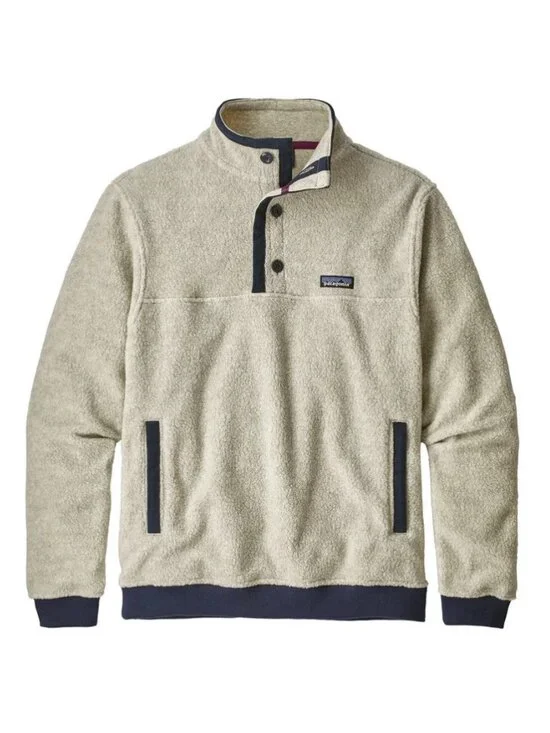 Patagonia Men's Gray Shearling Fleece Button Pullover Sweater, Size XXL