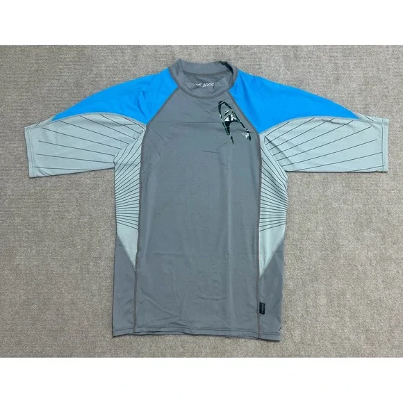 O'Neill Jordy Freak Shirt Medium Blue Gray Rash Guard Surf Swim‎ Mens Nylon Tee