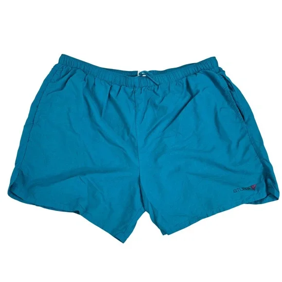 Vintage Stubbies Swim Trunks Mens L Blue Nylon Lined Board‎ Shorts USA Made 90s