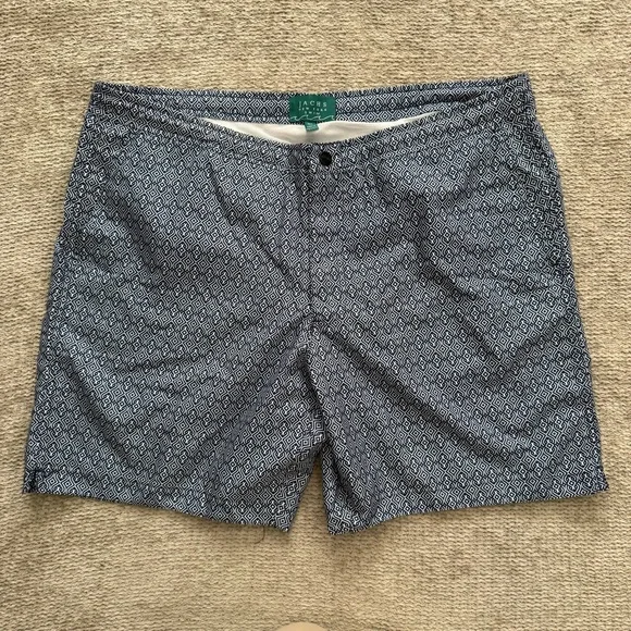 Jachs NY Swim‎ Navy Geometric Print Swim Trunks XL Mesh Lined