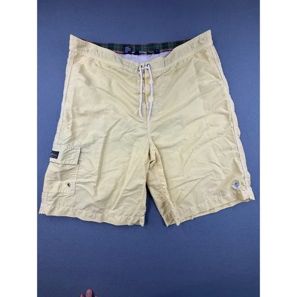 Polo Ralph Lauren Swim Trunks Mens XL Yellow Cargo Mesh Lined Board Shorts‎