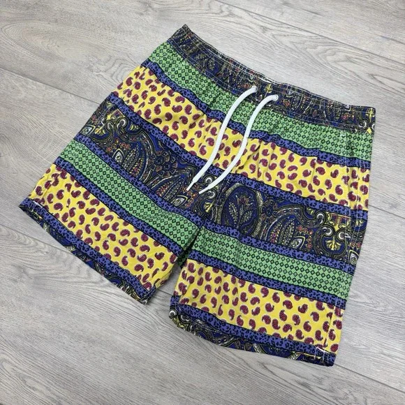 J Crew‎ Men's Paisley Multicolor Bright Swim Trunks Sz S Beach Resort