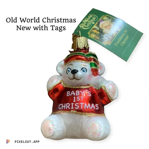 Old World Christmas Hanging Ornament Baby’s 1st Christmas Bear Please Read NWT