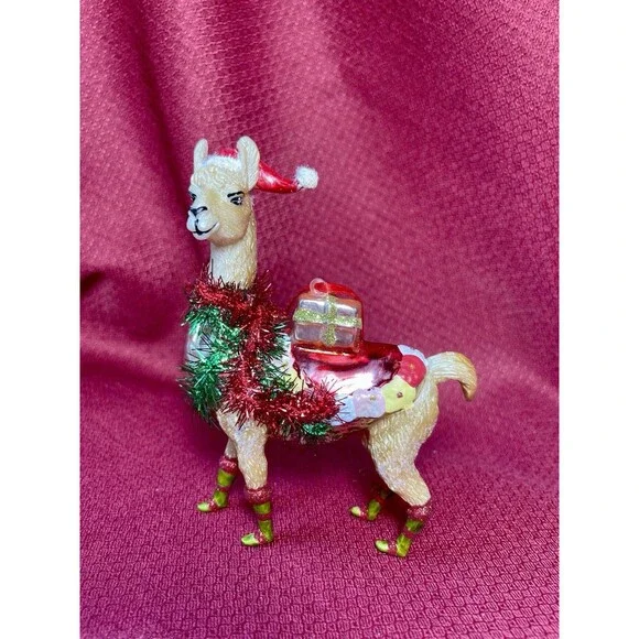 Robert Stanley Hand Blown Glass Fancy Llama Alpaca Christmas Ornament