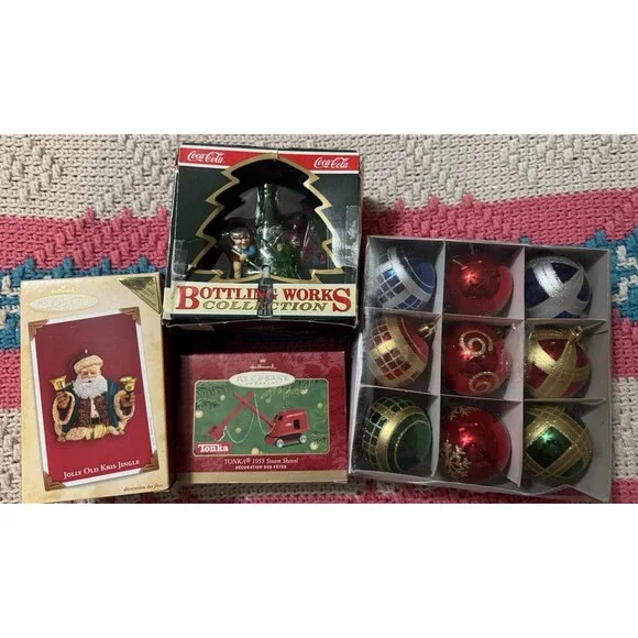lot of vintage christmas ornaments