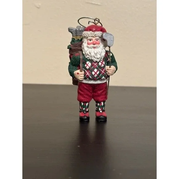 Santa Claus Golfer Christmas Ornament Figurine Holiday Decor