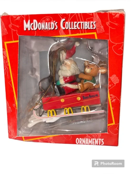 MCDONALDS MATRIX KMART COLLECTIBLES CHRISTMAS ORNAMENT Santa Sleigh apple 96