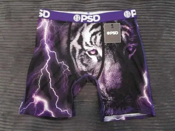PSD Thunder Stripes Black Purple Men's Large Underwear Boxer Briefs