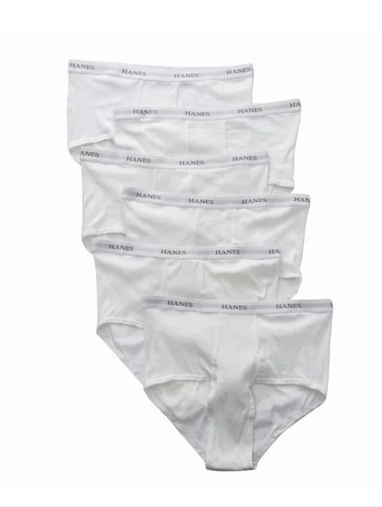 (Ew)Hanes Men's White 100% Cotton Brief Underwear, 6-Pack
