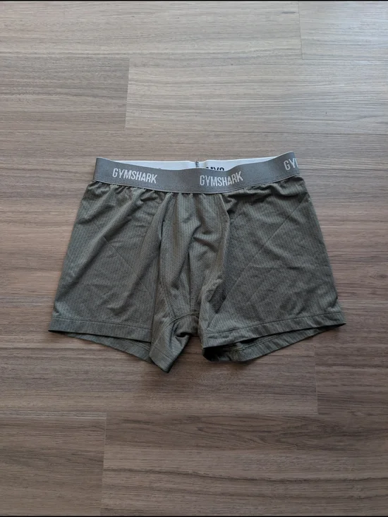 Gymshark Olive Performance Boxer Briefs with Grey Waistband
