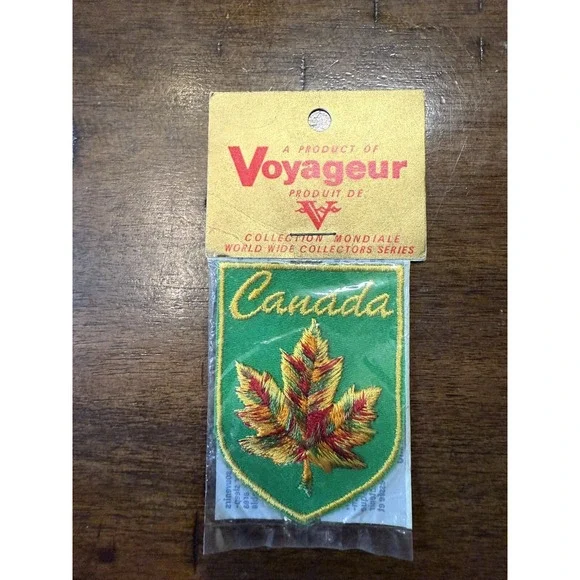 1960's Canada Maple Leaf Patch Voyageur Crest New Old Stock Original Package
