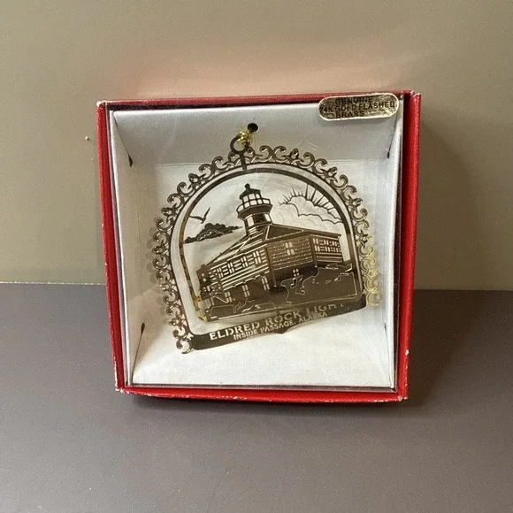 Nation's Treasures ALASKA Christmas Ornament  24K Gold Flashed Brass