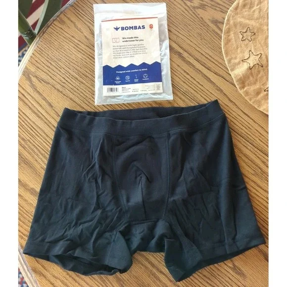 New Bombas Men's 100% Cotton Boxer‎ Underwear Size M/L 32-37 Black Color