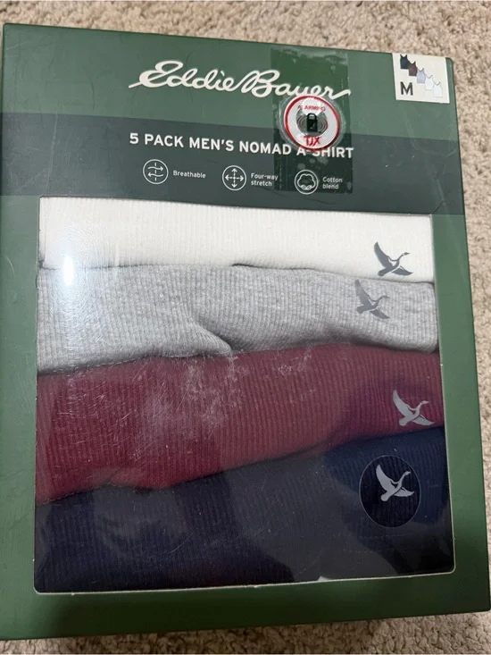 Eddie Bauer 5-Pack Crew Socks - White, Light Gray, Burgundy, Navy