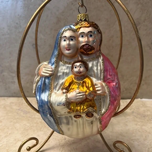 Vintage Holy Family Large Christmas Ornament